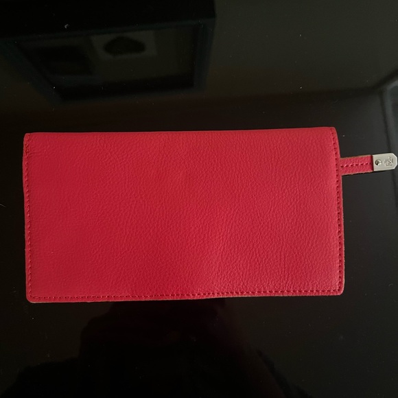 Ralph Lauren RLL Pink Leather and Tan Interior Wallet Checkbook Clutch Organizer - Picture 4 of 5